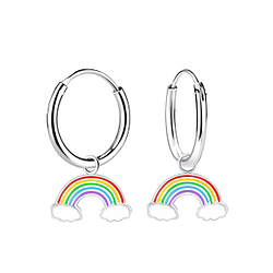 Wholesale Sterling Silver Rainbow Charm Ear Hoops - JD13012
