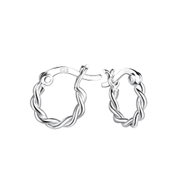 Wholesale 10mm Sterling Silver Twisted French Lock Ear Hoops - JD19522
