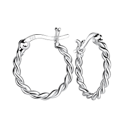 Wholesale 16mm Sterling Silver Twisted French Lock Ear Hoops - JD19617