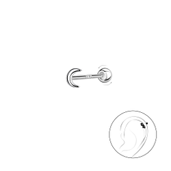 Wholesale Sterling Silver Moon Cartilage Stud with Ball Screw Back - JD20444