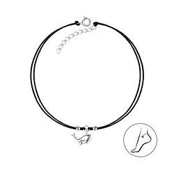 Wholesale Sterling Silver Whale Cord Anklet - JD8620