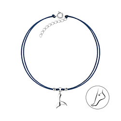 Wholesale Sterling Silver Whale Tail Cord Anklet - JD8622