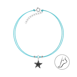Wholesale Sterling Silver Starfish Cord Anklet - JD8629