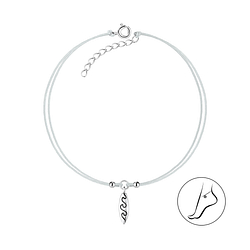 Wholesale Sterling Silver Surfboard Cord Anklet - JD8631
