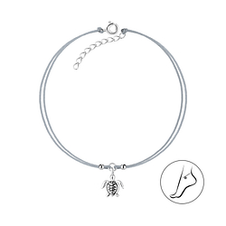 Wholesale Sterling Silver Turtle Cord Anklet - JD8632