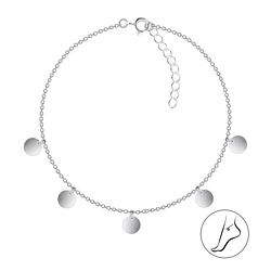 Wholesale Sterling Silver Round Anklet - JD12994