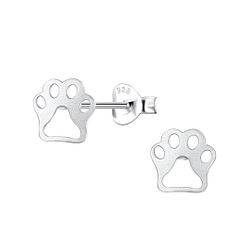 Wholesale Sterling Silver Paw Print Ear Studs - JD15926