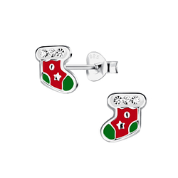 Wholesale Sterling Silver Christmas Stocking Ear Studs - JD15740