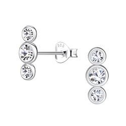 Wholesale Sterling Silver Three Stones Ear Studs - JD20706