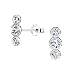 Wholesale Sterling Silver Three Stones Ear Studs - JD20706 Wholesale Sterling Silver Three Stones Ear Studs - JD20706