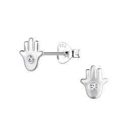 Wholesale Sterling Silver Hamsa Ear Studs - JD20685 Wholesale Sterling Silver Hamsa Ear Studs - JD20685