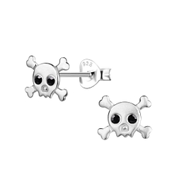 Wholesale Sterling Silver Skull Ear Studs - JD20686