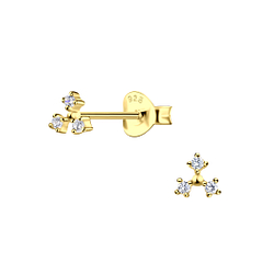 Wholesale Sterling Silver Three Stones Ear Studs - JD20699