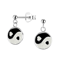 Wholesale Sterling Silver Yin Yang Ear Studs - JD10820