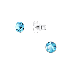 Wholesale 4mm Round Crystal Sterling Silver Ear Studs - JD1709