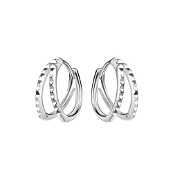 Wholesale Sterling Silver Patterned Huggie Earrings - JD20656