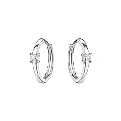 Wholesale Sterling Silver Square Huggie Earrings - JD20690