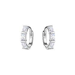 Wholesale 11mm Sterling Silver Geometric Huggie Earrings - JD20621