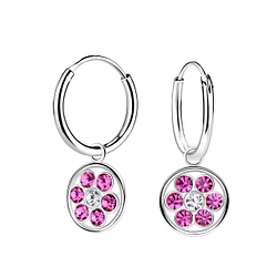Wholesale Sterling Silver Circle Charm Ear Hoops - JD10227