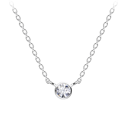 Wholesale 3mm Round Cubic Zirconia Sterling Silver Necklace - JD20120