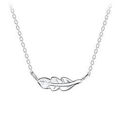 Wholesale Sterling Silver Feather Necklace - JD19422