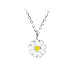 Wholesale Sterling Silver Daisy Flower Necklace - JD19925