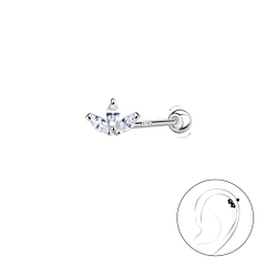 Wholesale Sterling Silver Flower Cartilage Stud with Sterling Silver Ball Screw Back - JD20439