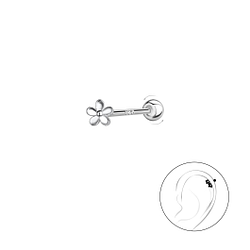 Wholesale Sterling Silver Flower Cartilage Stud with Sterling Silver Ball Screw Back - JD20434