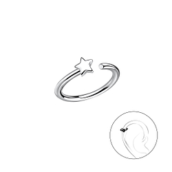 Wholesale Sterling Silver Star Helix Hoop - JD20604