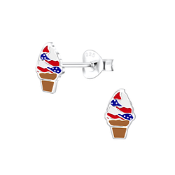 Wholesale Sterling Silver USA Ice Cream Ear Studs - JD10206