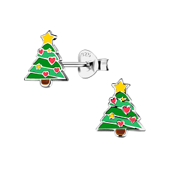 Wholesale Sterling Silver Christmas Tree Ear Studs - JD20844