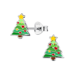 Wholesale Sterling Silver Christmas Tree Ear Studs - JD20843