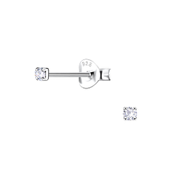 Wholesale 2mm Cubiz Zirconia Sterling Silver Ear Studs - JD20958