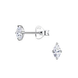 Wholesale 2x4mm Marquise Cubic Zirconia Sterling Silver Ear Studs - JD20883