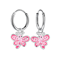 Wholesale Sterling Silver Dragonfly Charm Ear Hoops - JD20578
