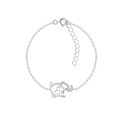 Wholesale Sterling Silver Mom and Baby Elephant Bracelet - JD21171