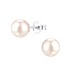 Wholesale 8mm Pearl Sterling Silver Ear Studs - JD1439