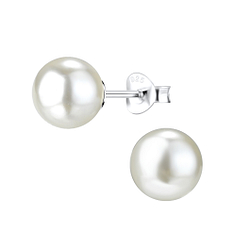 Wholesale 8mm Pearl Sterling Silver Ear Studs - JD1439