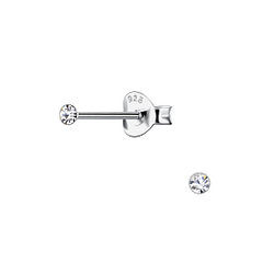 Wholesale 1.8mm Round Crystal Sterling Silver Ear Studs - JD21203