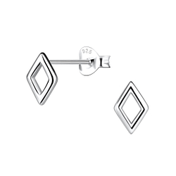 Wholesale Sterling Silver Diamond Shaped Ear Studs - JD21133