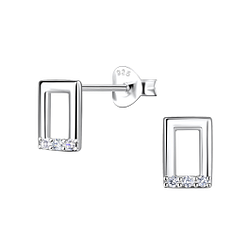 Wholesale Sterling Silver Rectangle Ear Studs - JD21228
