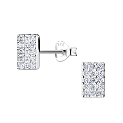 Wholesale Sterling Silver Rectangle Ear Studs - JD21109