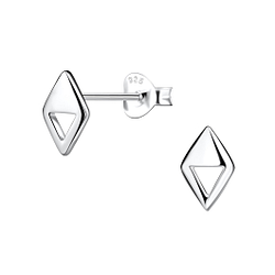Wholesale Sterling Silver Diamond Shaped Ear Studs - JD21136