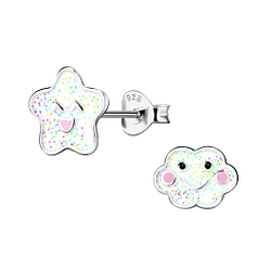 Wholesale Sterling Silver Cloud and Star Ear Studs - JD20351