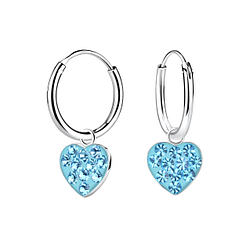 Wholesale Sterling Silver Heart Charm Ear Hoops - JD21161