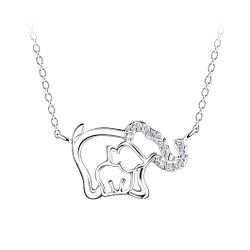 Wholesale Sterling Silver Mom and Baby Elephant Necklace - JD21141