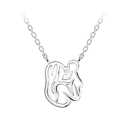 Wholesale Sterling Silver Mom and Baby Necklace - JD21144