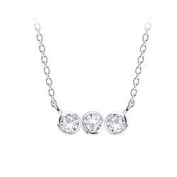 Wholesale Sterling Silver Three Stones Necklace - JD21145