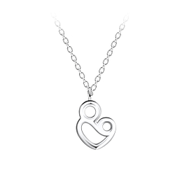 Wholesale Sterling Silver Mom and Baby Necklace - JD21149