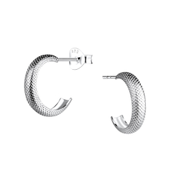Wholesale Sterling Silver Patterned Half Hoop Ear Studs - JD21432